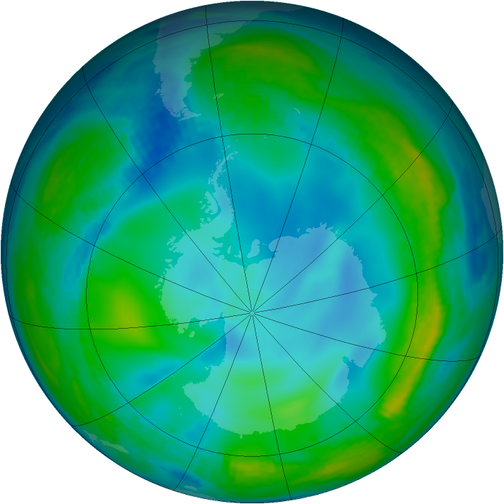 Antarctic ozone map for 09 June 1990